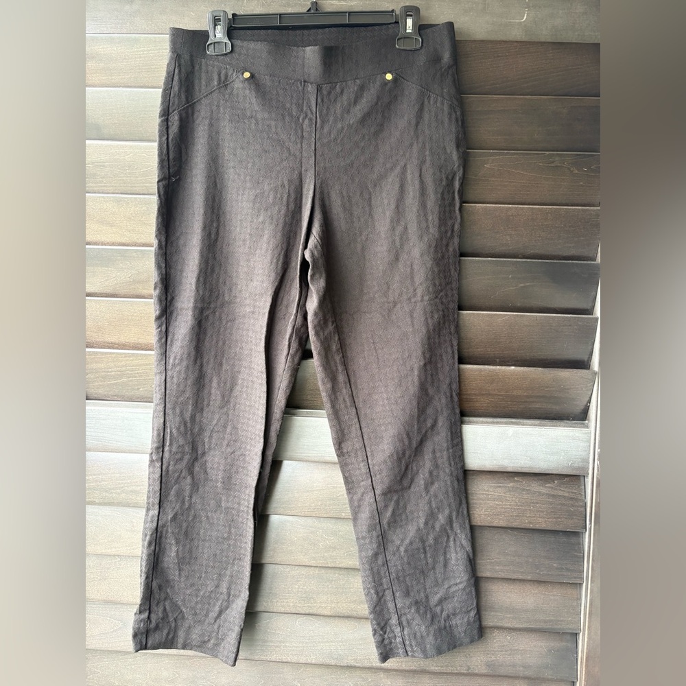 Anne Klein Black Pull on Pants Stretchy Career Pattern Size 8